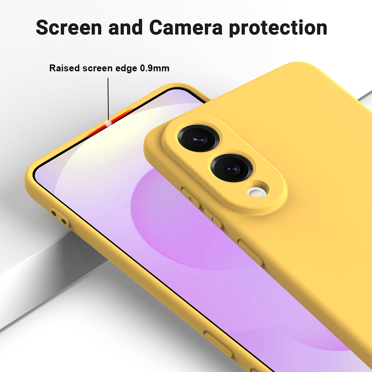 For Samsung Galaxy S25 Edge Liquid Silicone Case Phone Back Cover with Hand Strap - Yellow