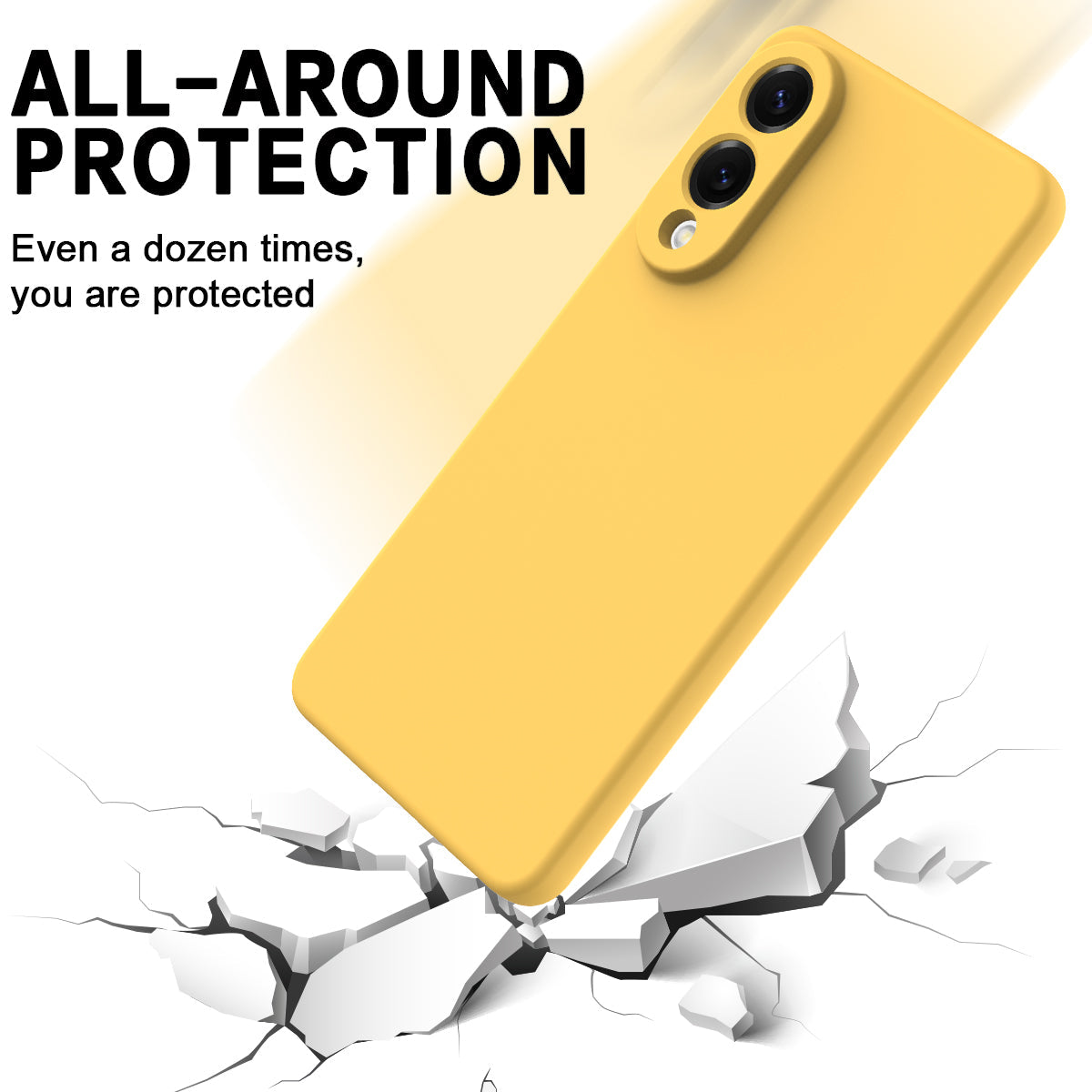 For Samsung Galaxy S25 Edge Liquid Silicone Case Phone Back Cover with Hand Strap - Yellow