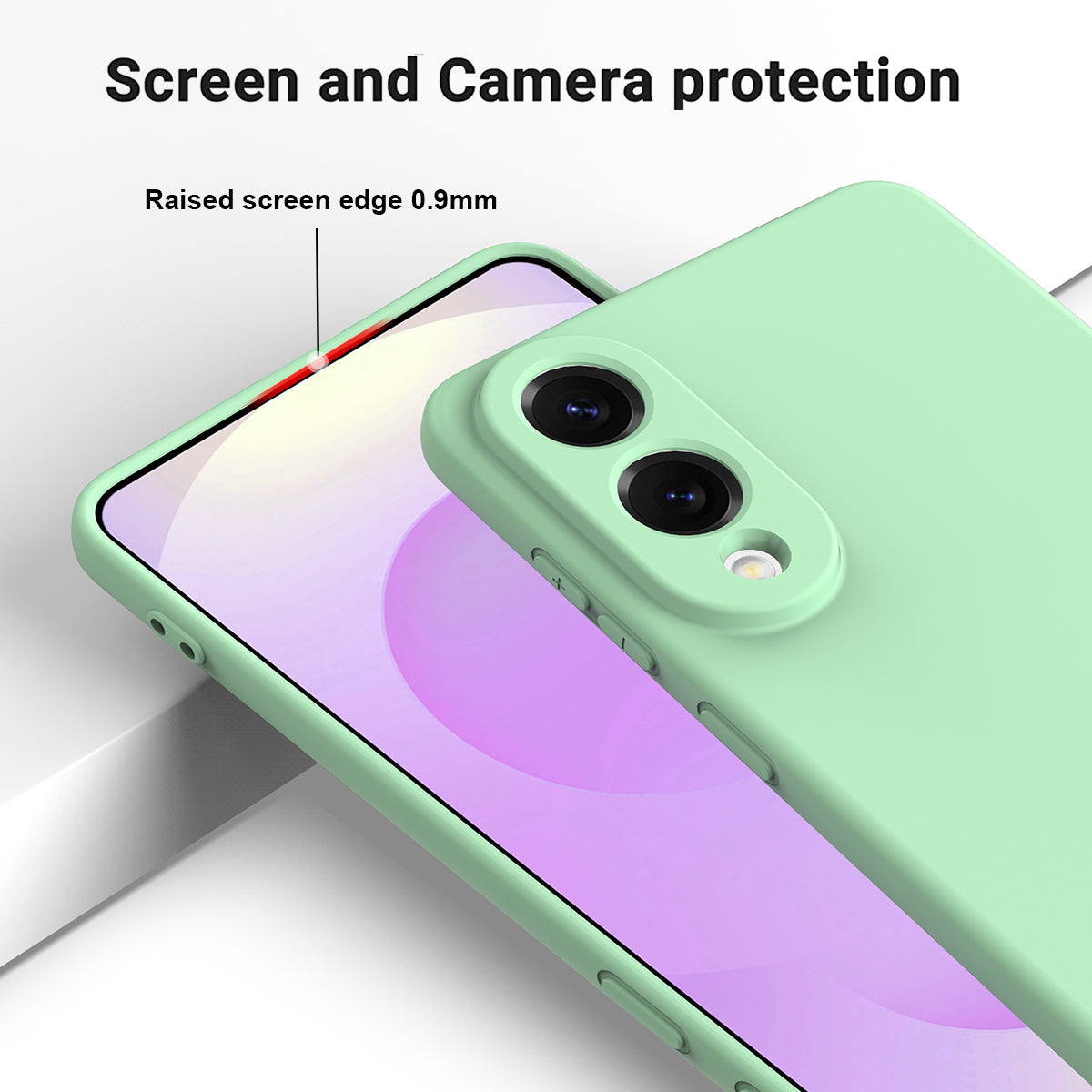 For Samsung Galaxy S25 Edge Liquid Silicone Case Phone Back Cover with Hand Strap - Green