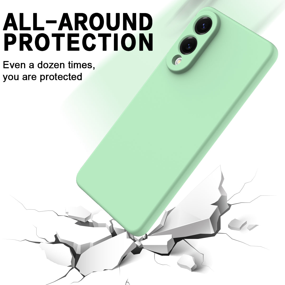 For Samsung Galaxy S25 Edge Liquid Silicone Case Phone Back Cover with Hand Strap - Green