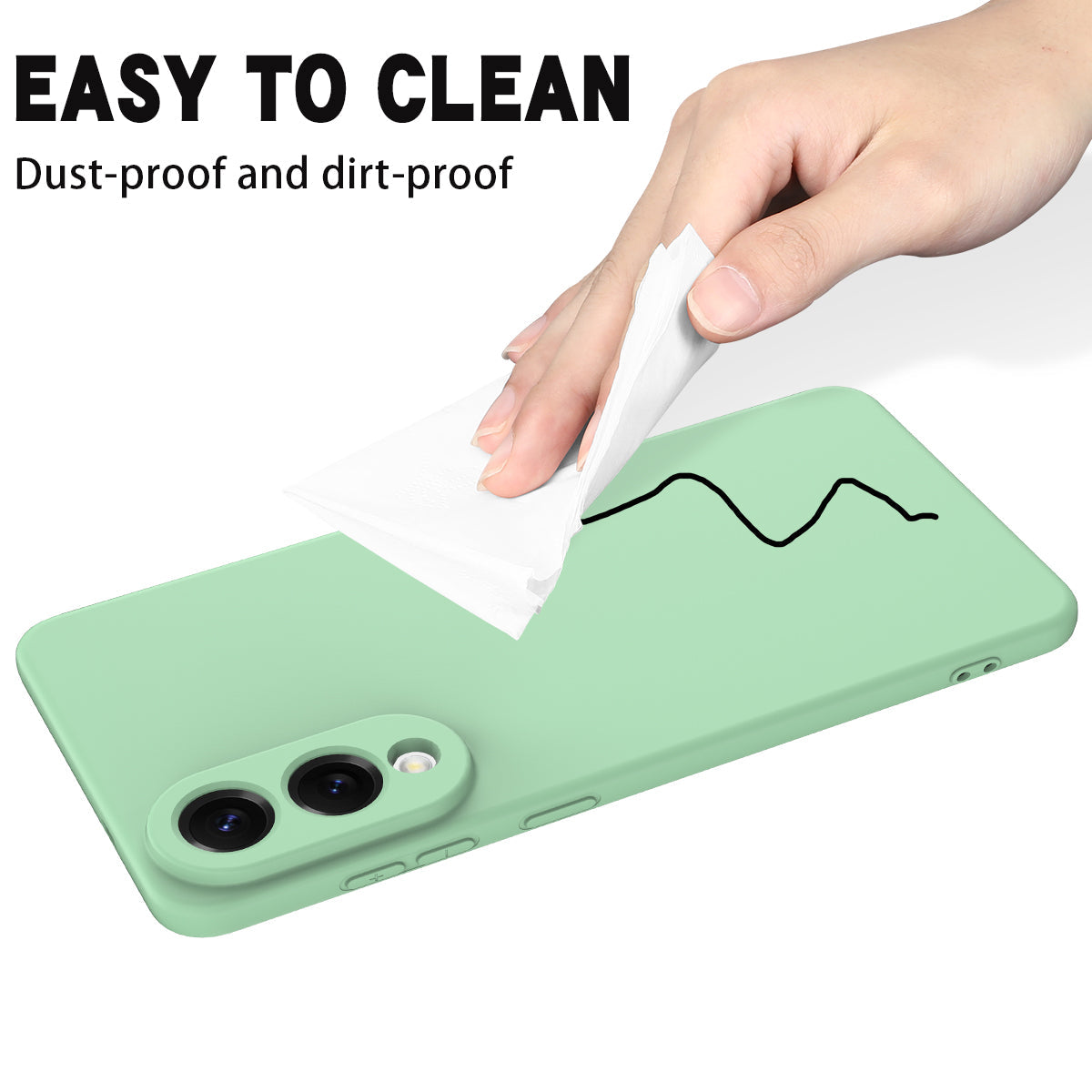 For Samsung Galaxy S25 Edge Liquid Silicone Case Phone Back Cover with Hand Strap - Green
