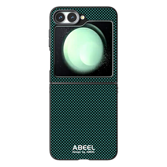 ABEEL For Samsung Galaxy Z Flip7 FE 5G / Z Flip6 5G Case Compatible with MagSafe Printed PC TPU Aluminum Alloy Leather Phone Cover - Green