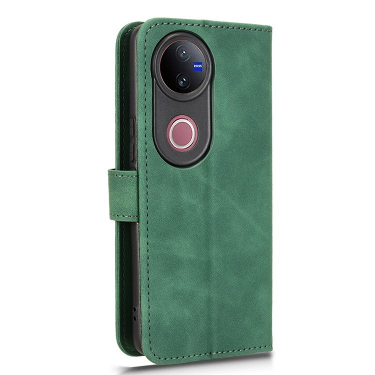 For vivo V50 5G Leather Case Skin Feel Anti Drop Wallet Flip Phone Cover - Green