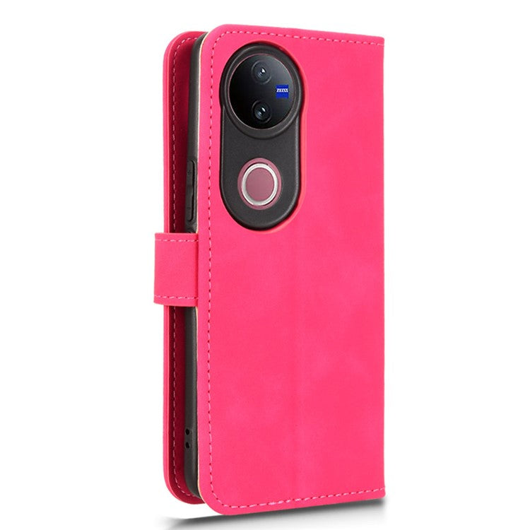 For vivo V50 5G Leather Case Skin Feel Anti Drop Wallet Flip Phone Cover - Rose