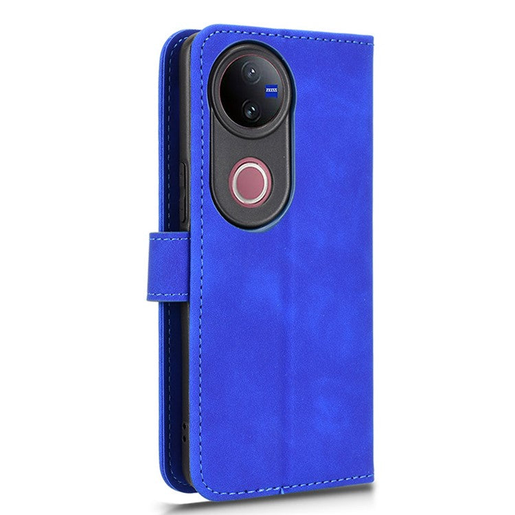For vivo V50 5G Leather Case Skin Feel Anti Drop Wallet Flip Phone Cover - Blue
