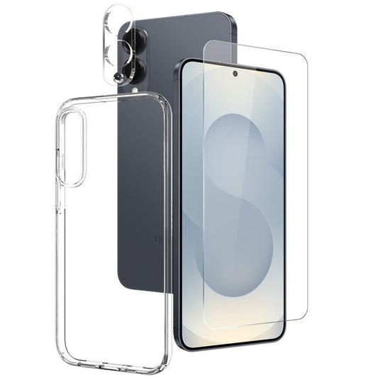 NORTHJO For Samsung Galaxy S25 Edge TPU Phone Case + Tempered Glass Film + Camera Lens Protector (Support Fingerprint Unlock)