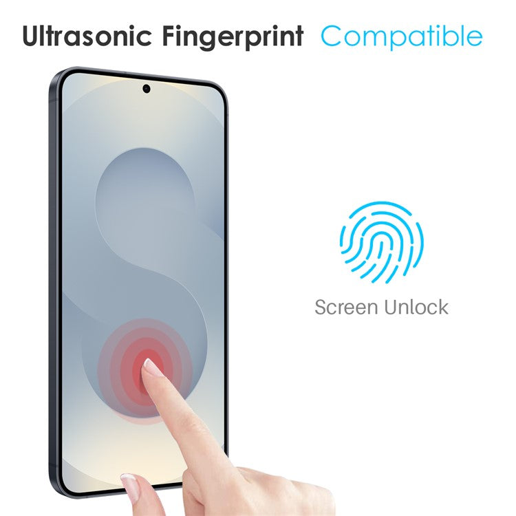 NORTHJO For Samsung Galaxy S25 Edge TPU Phone Case + Tempered Glass Film (Support Fingerprint Unlock) - Transparent