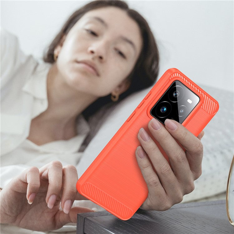 For Realme GT 7 Pro 5G / GT7 Pro Racing 5G Case Protective Phone Cover Carbon Fiber Texture Brushed - Red