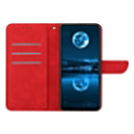 For vivo Y04 4G / Y29s 5G Case Skin Touch Lines Imprinted PU Leather Flip Phone Cover - Red