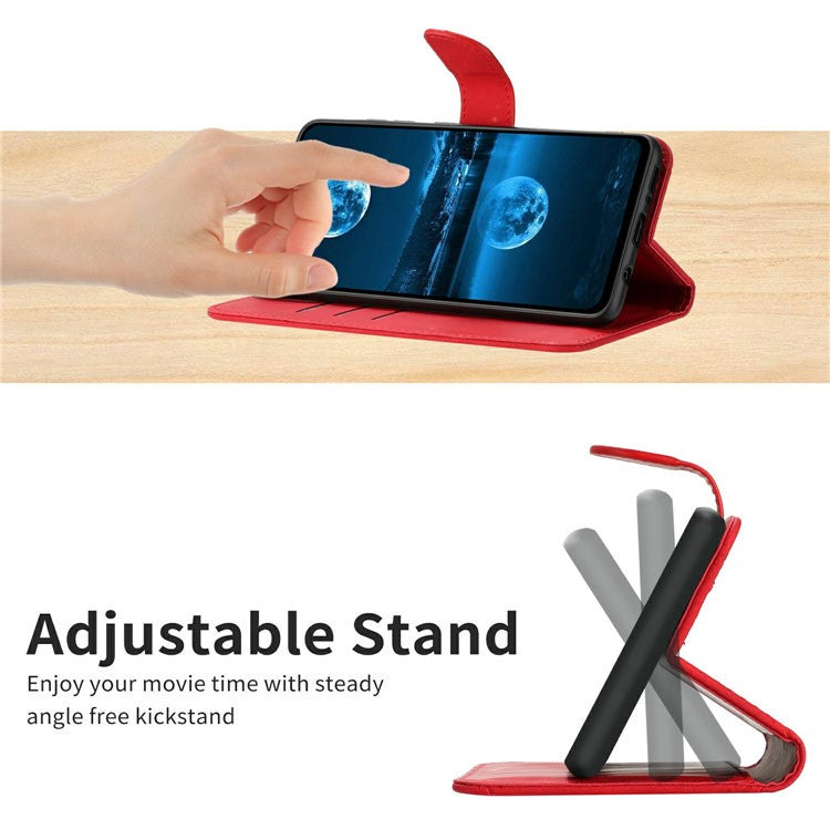 For vivo Y04 4G / Y29s 5G Case Skin Touch Lines Imprinted PU Leather Flip Phone Cover - Red