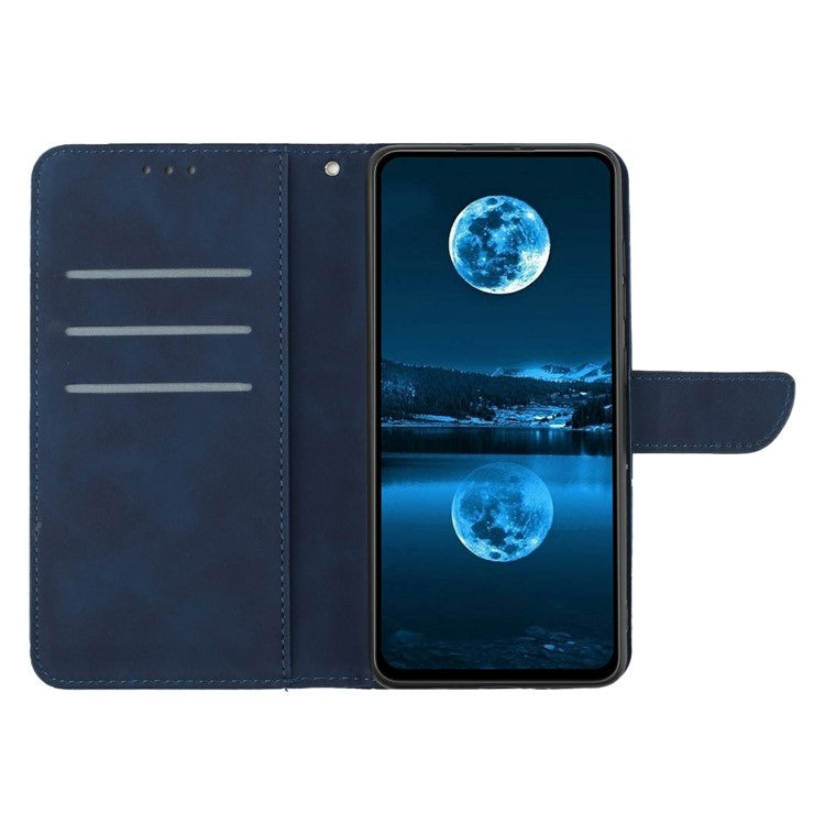 For vivo Y04 4G / Y29s 5G Case Skin Touch Lines Imprinted PU Leather Flip Phone Cover - Blue