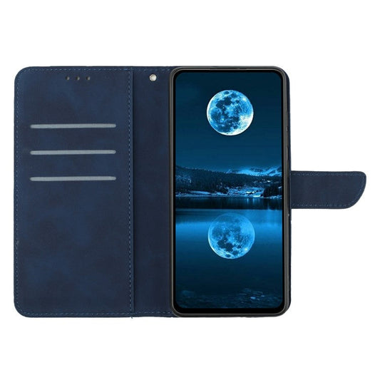 For vivo Y04 4G / Y29s 5G Case Skin Touch Lines Imprinted PU Leather Flip Phone Cover - Blue