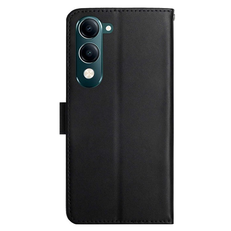 For vivo Y04 4G / Y29s 5G Case Genuine Cow Leather Phone Cover Nappa Texture - Black