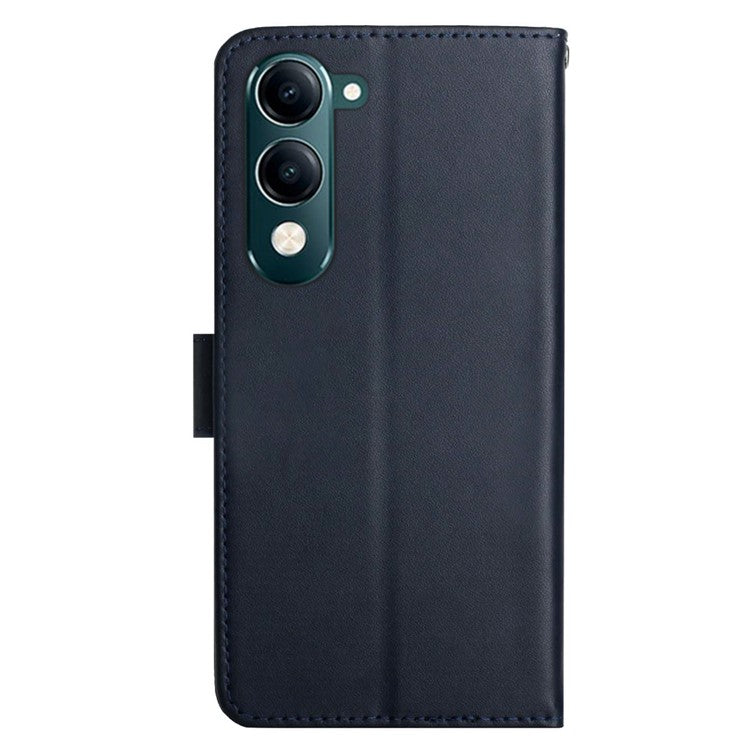 For vivo Y04 4G / Y29s 5G Case Genuine Cow Leather Phone Cover Nappa Texture - Blue