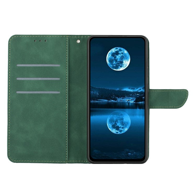 For vivo Y29 4G Case Skin Touch Lines Imprinted PU Leather Flip Phone Cover - Green