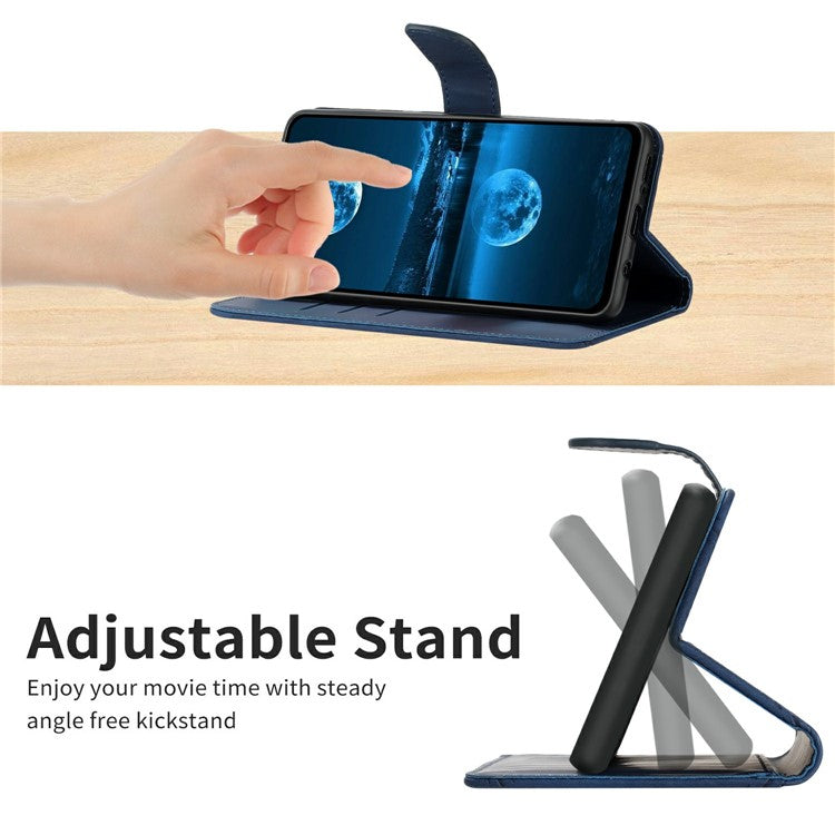 For vivo Y29 4G Case Skin Touch Lines Imprinted PU Leather Flip Phone Cover - Blue