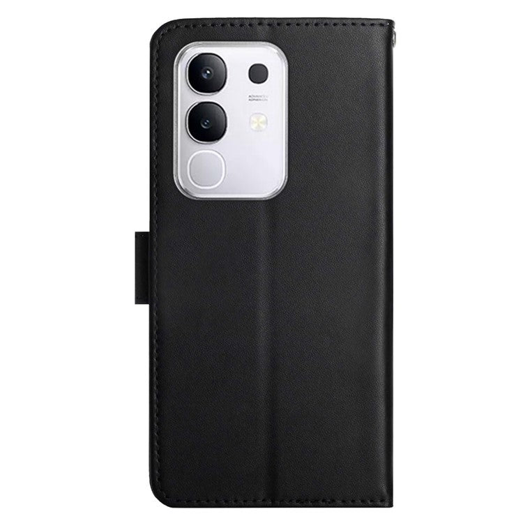 For vivo Y29 4G Case Genuine Cow Leather Phone Cover Nappa Texture - Black