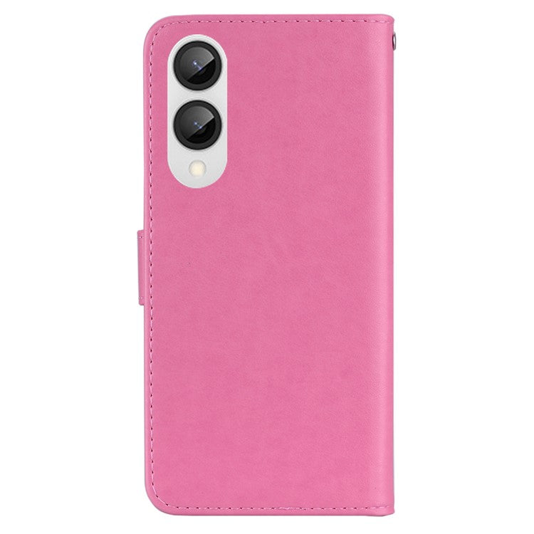 For Samsung Galaxy S25 Edge Wallet Case Owl Flower Imprinted Rhinestone Leather Cover - Rose