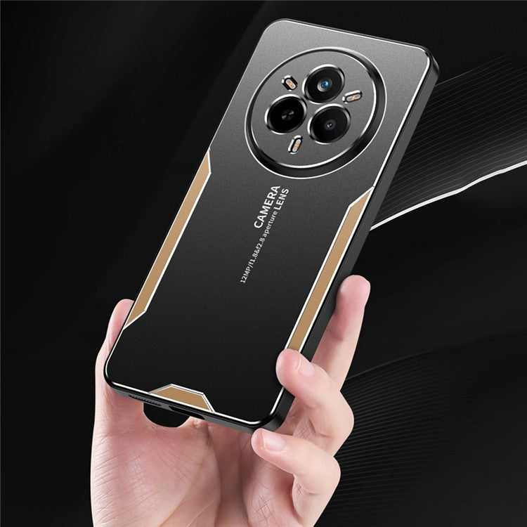 For Realme 14 Pro 5G Phone Case Aluminium Alloy TPU PC Back Cover - Gold