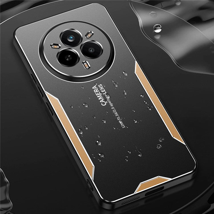 For Realme 14 Pro 5G Phone Case Aluminium Alloy TPU PC Back Cover - Gold