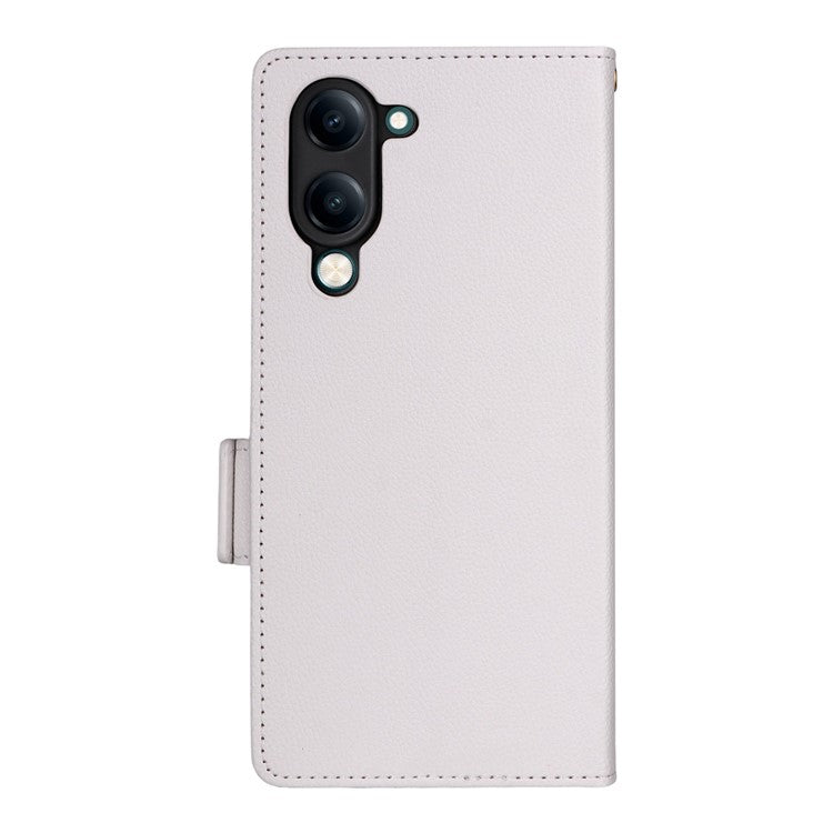 For vivo Y04 4G / Y29s 5G Case Wallet Flip Litchi Texture PU Leather Phone Cover - White