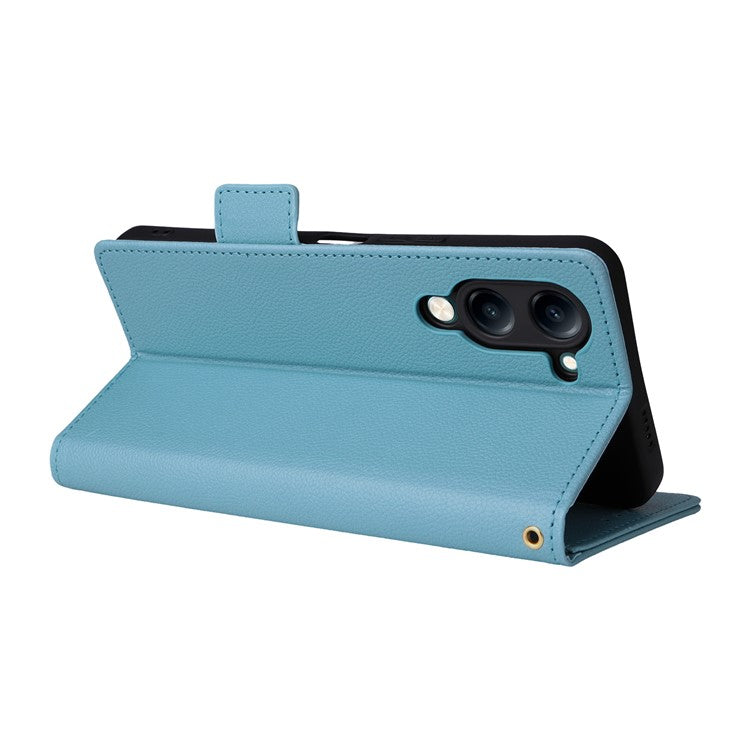 For vivo Y04 4G / Y29s 5G Case Wallet Flip Litchi Texture PU Leather Phone Cover - Baby Blue