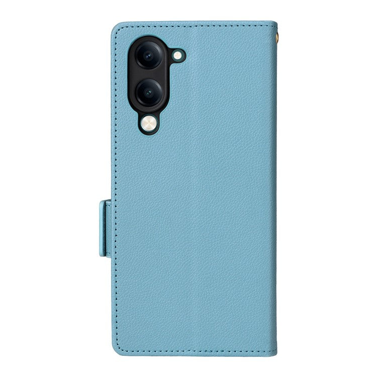 For vivo Y04 4G / Y29s 5G Case Wallet Flip Litchi Texture PU Leather Phone Cover - Baby Blue