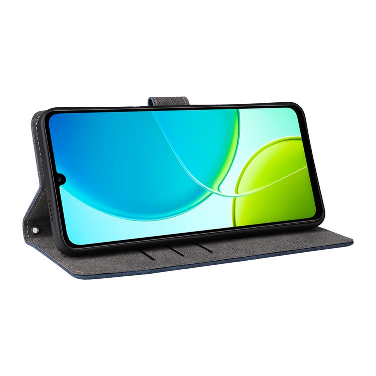 For vivo Y04 4G / Y29s 5G Case Wallet RFID Blocking PU Leather Cover Viewing Stand - Blue