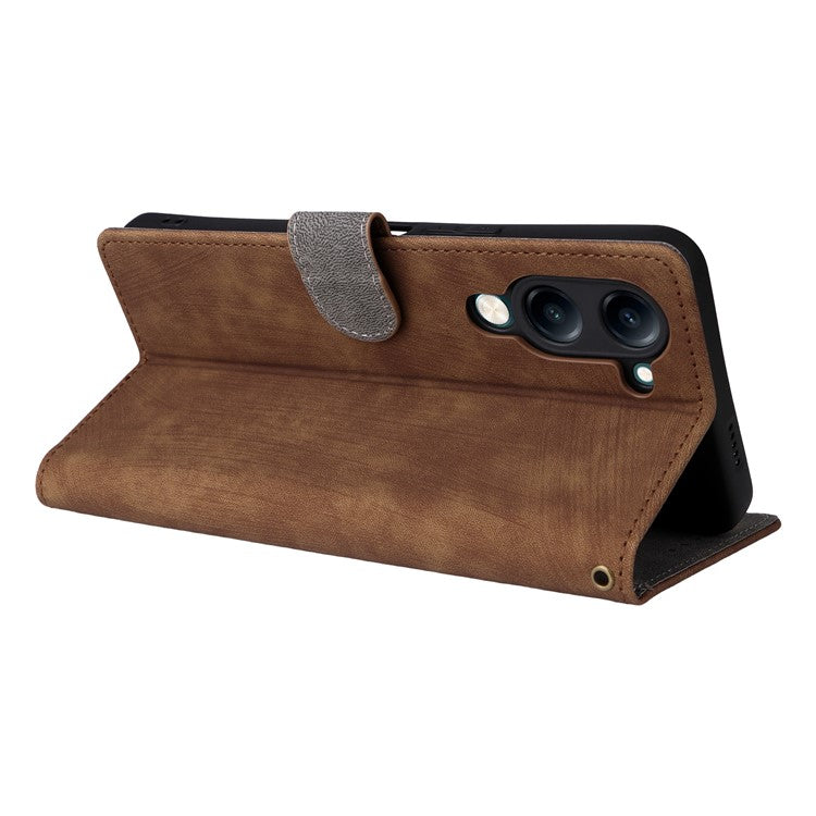 For vivo Y04 4G / Y29s 5G Case Wallet RFID Blocking PU Leather Cover Viewing Stand - Brown