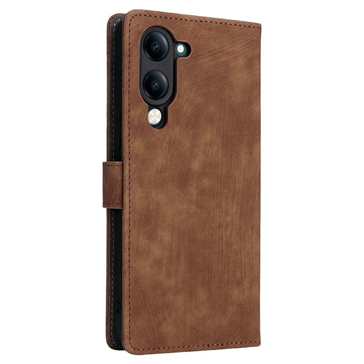 For vivo Y04 4G / Y29s 5G Case Wallet RFID Blocking PU Leather Cover Viewing Stand - Brown