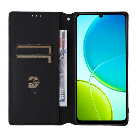 For vivo Y04 4G / Y29s 5G Case Wallet Rhombus Imprinted Leather Phone Cover - Brown