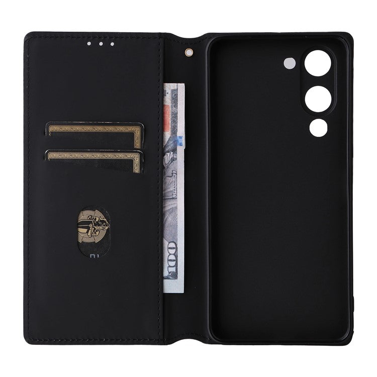 For vivo Y04 4G / Y29s 5G Case Wallet Rhombus Imprinted Leather Phone Cover - Brown