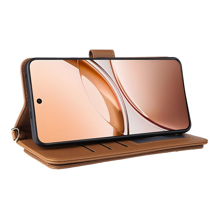 For vivo V50 Lite 4G / 5G Case with Shoulder Strap Wallet Leather Phone Cover - Brown