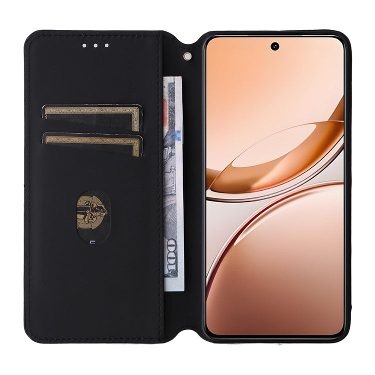 For vivo V50 Lite 4G / 5G Case Wallet Rhombus Imprinted Leather Phone Cover - Black