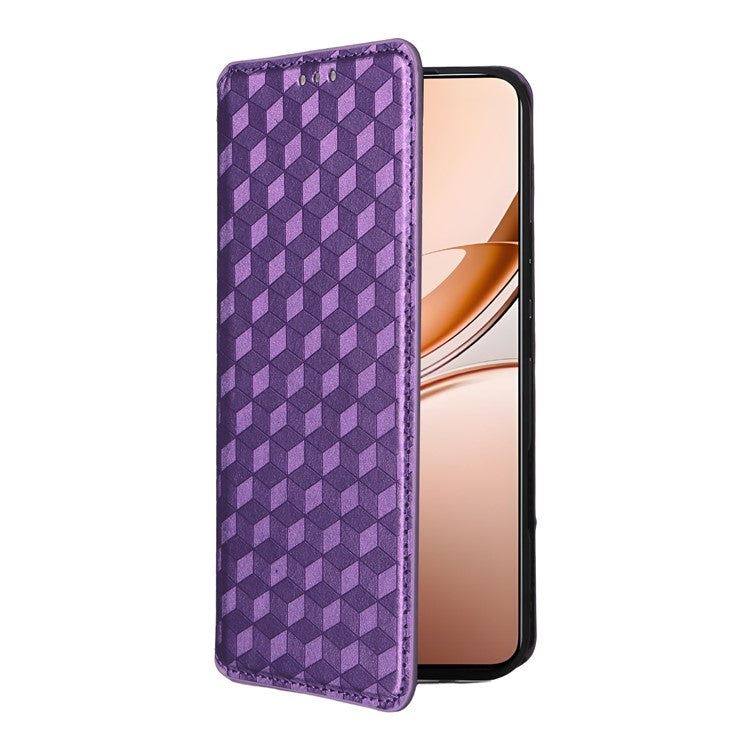 For vivo V50 Lite 4G / 5G Case Wallet Rhombus Imprinted Leather Phone Cover - Purple