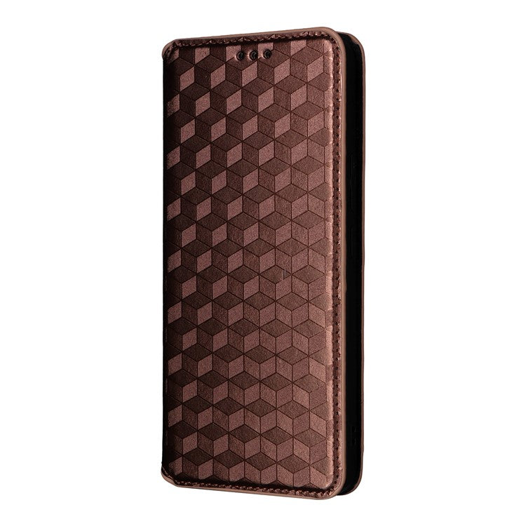 For vivo V50 Lite 4G / 5G Case Wallet Rhombus Imprinted Leather Phone Cover - Brown