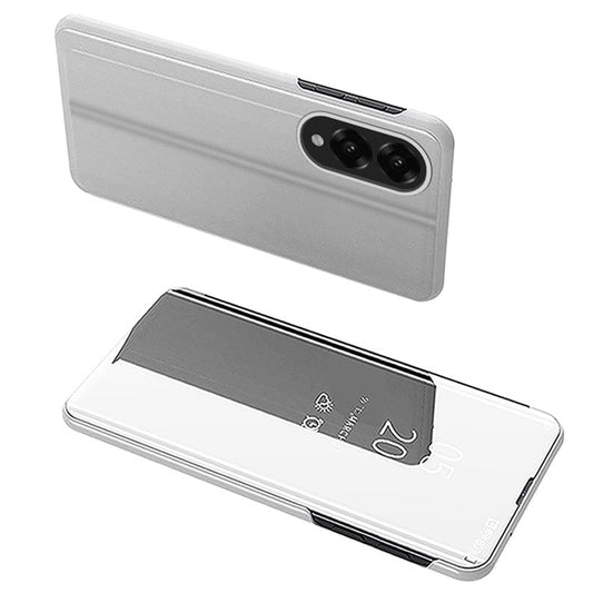 For Samsung Galaxy S25 Edge Case View Window Stand Leather Flip Phone Cover - Silver