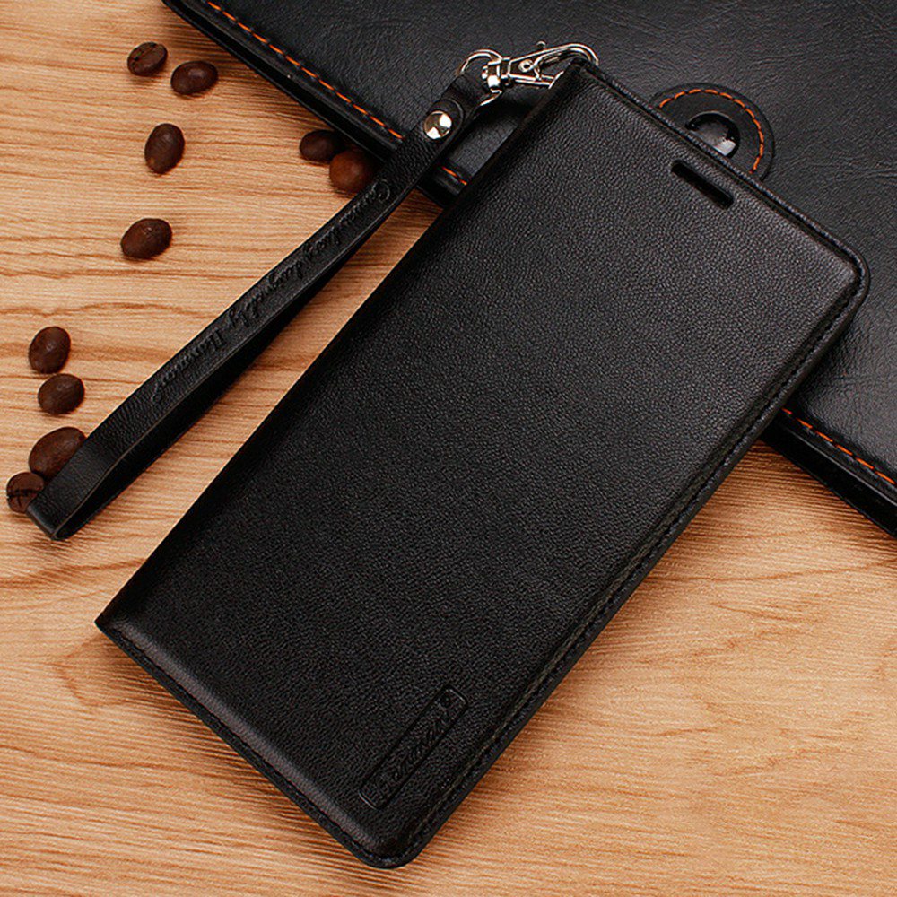 HANMAN Minuo Series for Samsung Galaxy S20 FE / S20 FE 5G / S20 FE 2022 / S20 Lite Wallet Phone Case PU Leather Foldable Stand Magnetic Cover - Black