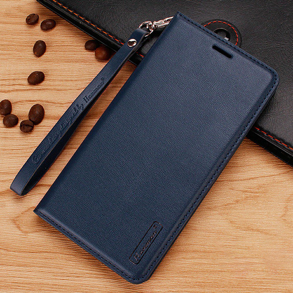 HANMAN Minuo Series for Samsung Galaxy S20 FE / S20 FE 5G / S20 FE 2022 / S20 Lite Wallet Phone Case PU Leather Foldable Stand Magnetic Cover - Blue