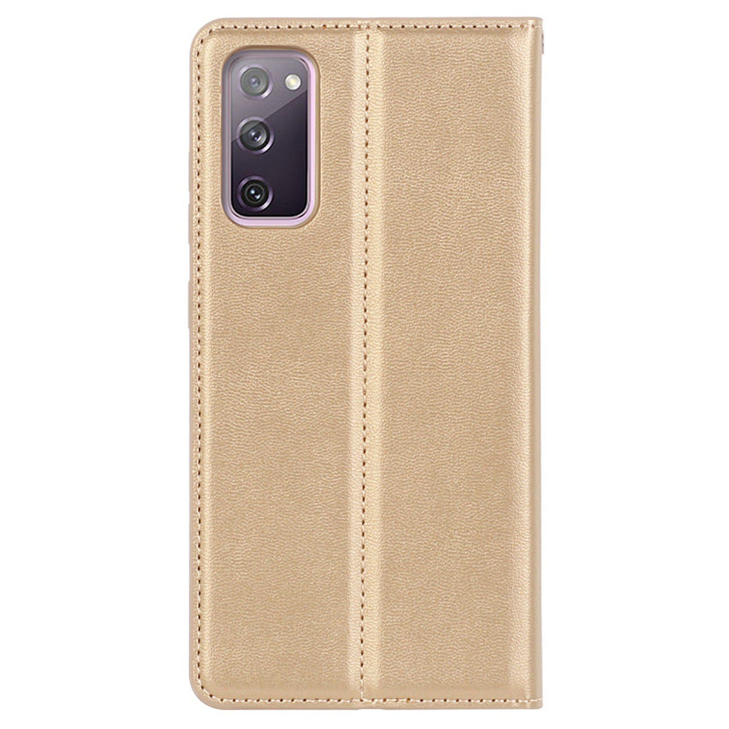 HANMAN Minuo Series for Samsung Galaxy S20 FE / S20 FE 5G / S20 FE 2022 / S20 Lite Wallet Phone Case PU Leather Foldable Stand Magnetic Cover - Gold