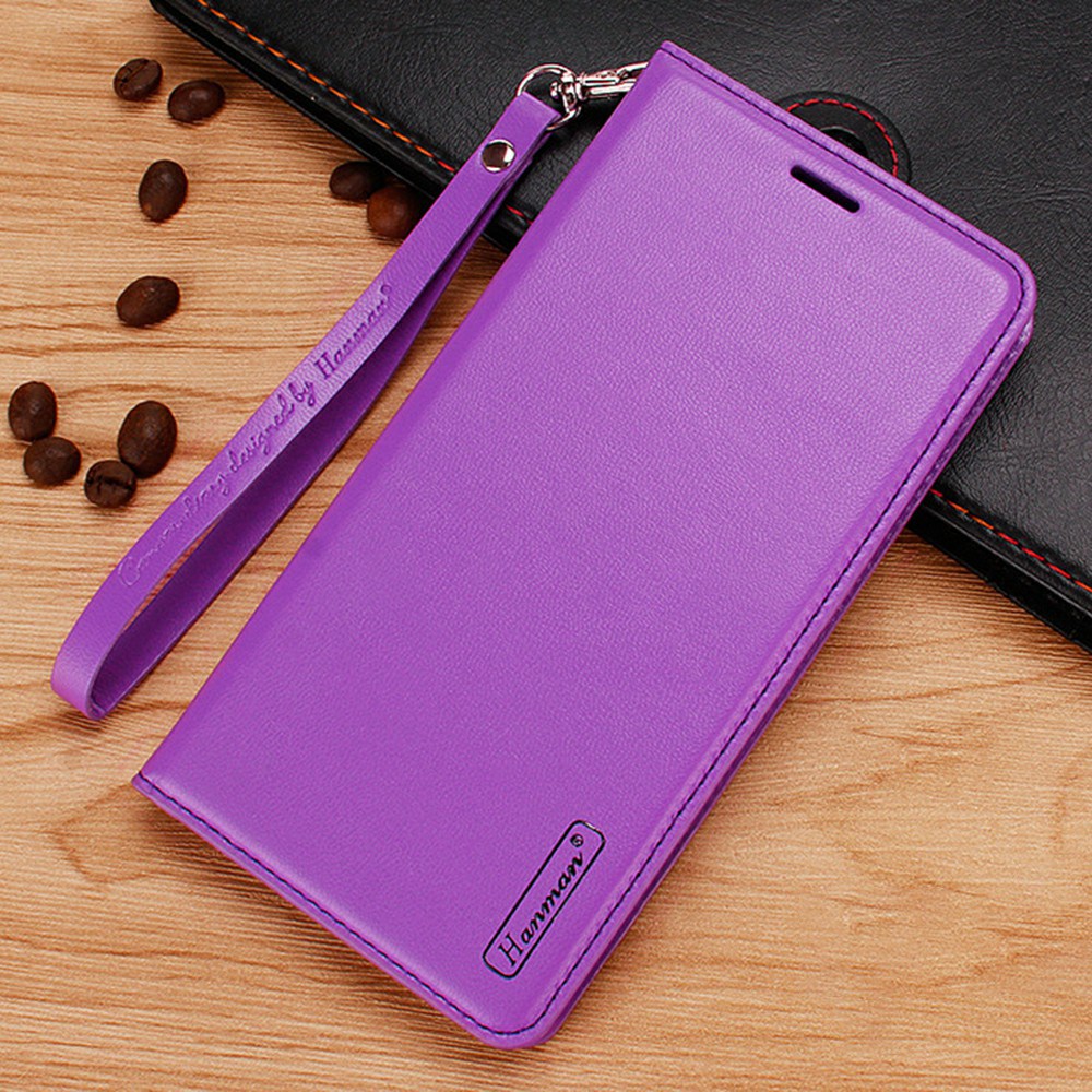 HANMAN Minuo Series for Samsung Galaxy S20 FE / S20 FE 5G / S20 FE 2022 / S20 Lite Wallet Phone Case PU Leather Foldable Stand Magnetic Cover - Purple