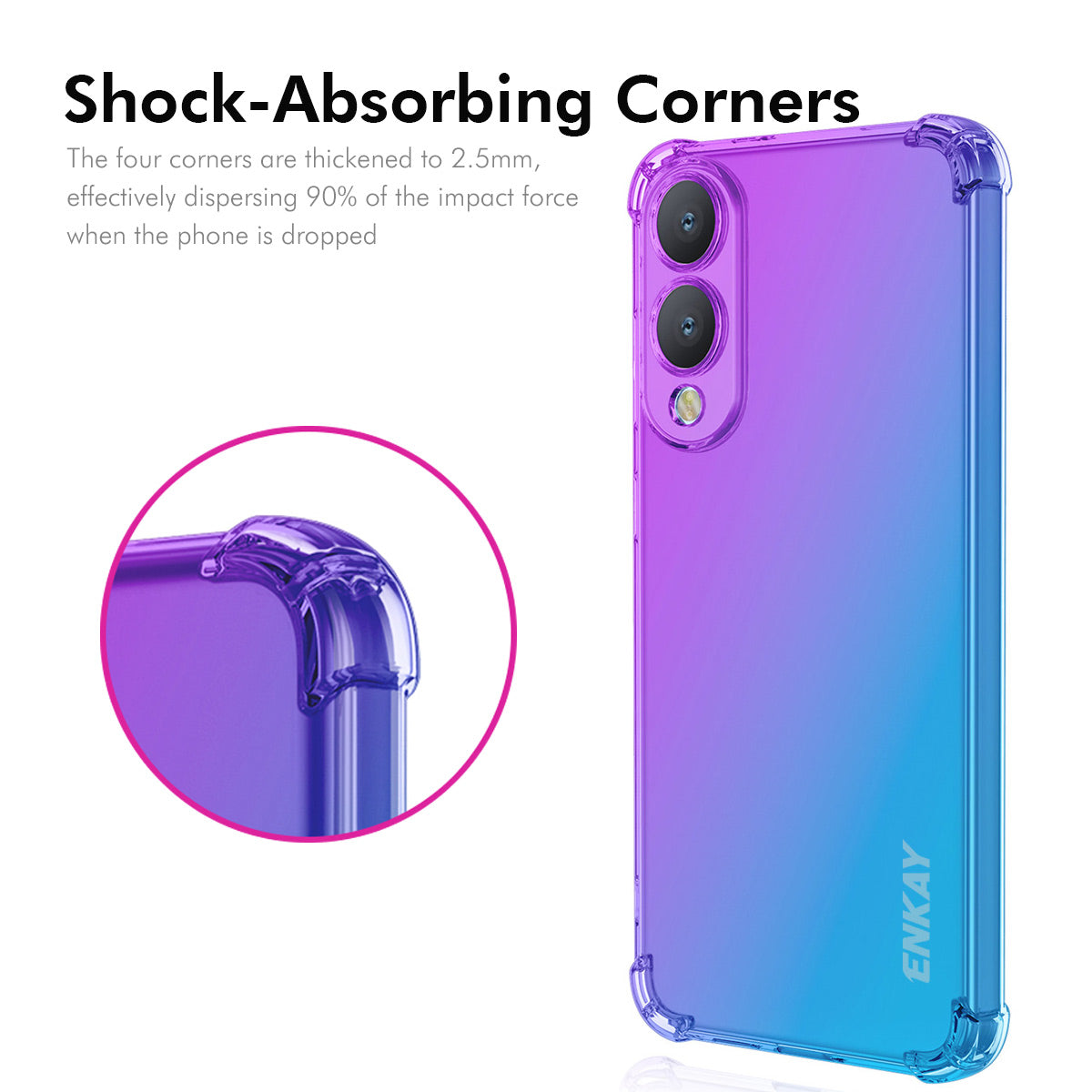 For Samsung Galaxy S25 Edge TPU Case ENKAY Thickened Four Corner Drop-Proof Phone Back Cover - Pink / Gold
