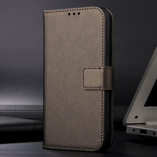 For vivo Y29 4G Leather Wallet Case with Strap Diamond Texture Phone Cover - Brown