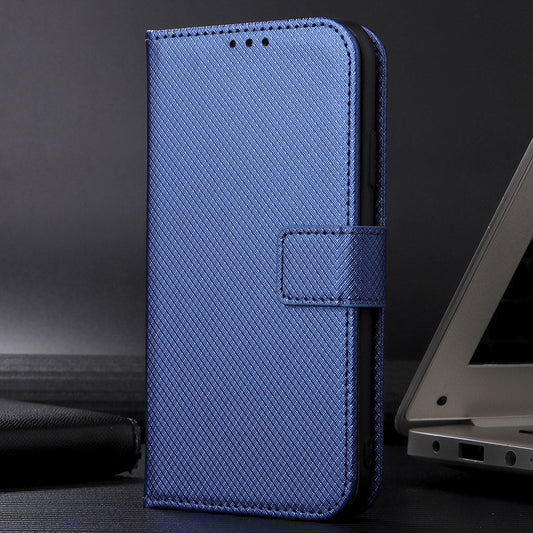 For vivo Y29 4G Leather Wallet Case with Strap Diamond Texture Phone Cover - Blue
