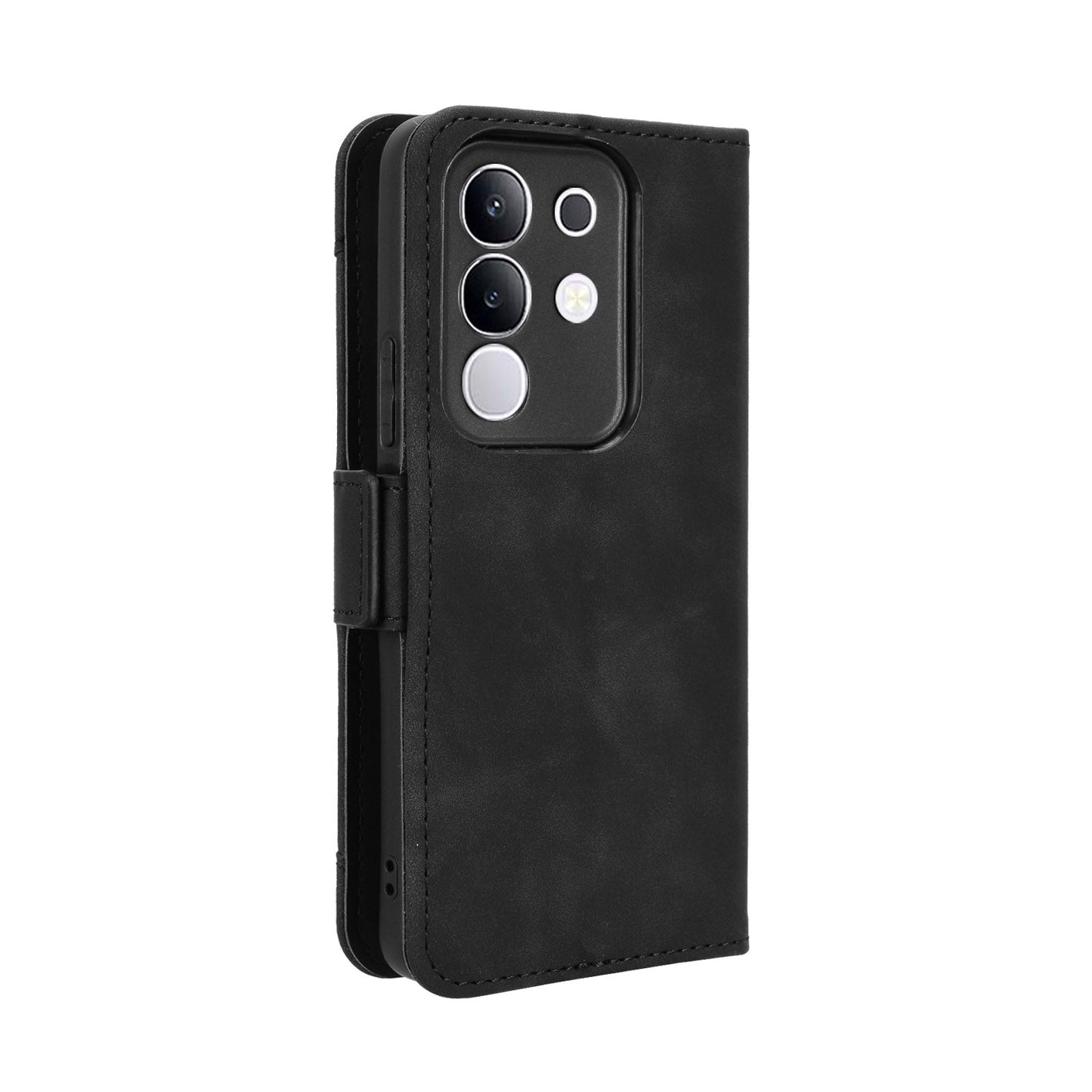For vivo Y29 4G Leather Case Phone Wallet Cover with Multiple Card Slots - Black
