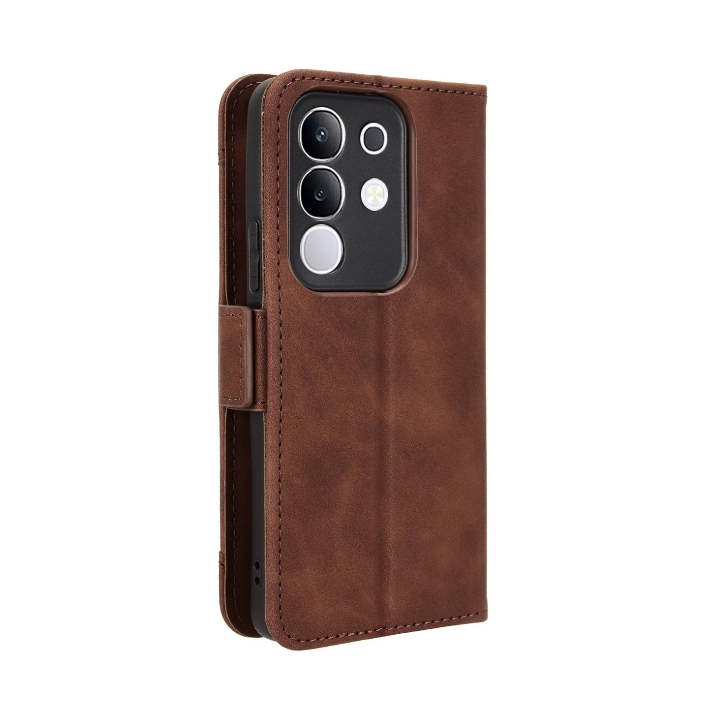 For vivo Y29 4G Leather Case Phone Wallet Cover with Multiple Card Slots - Brown