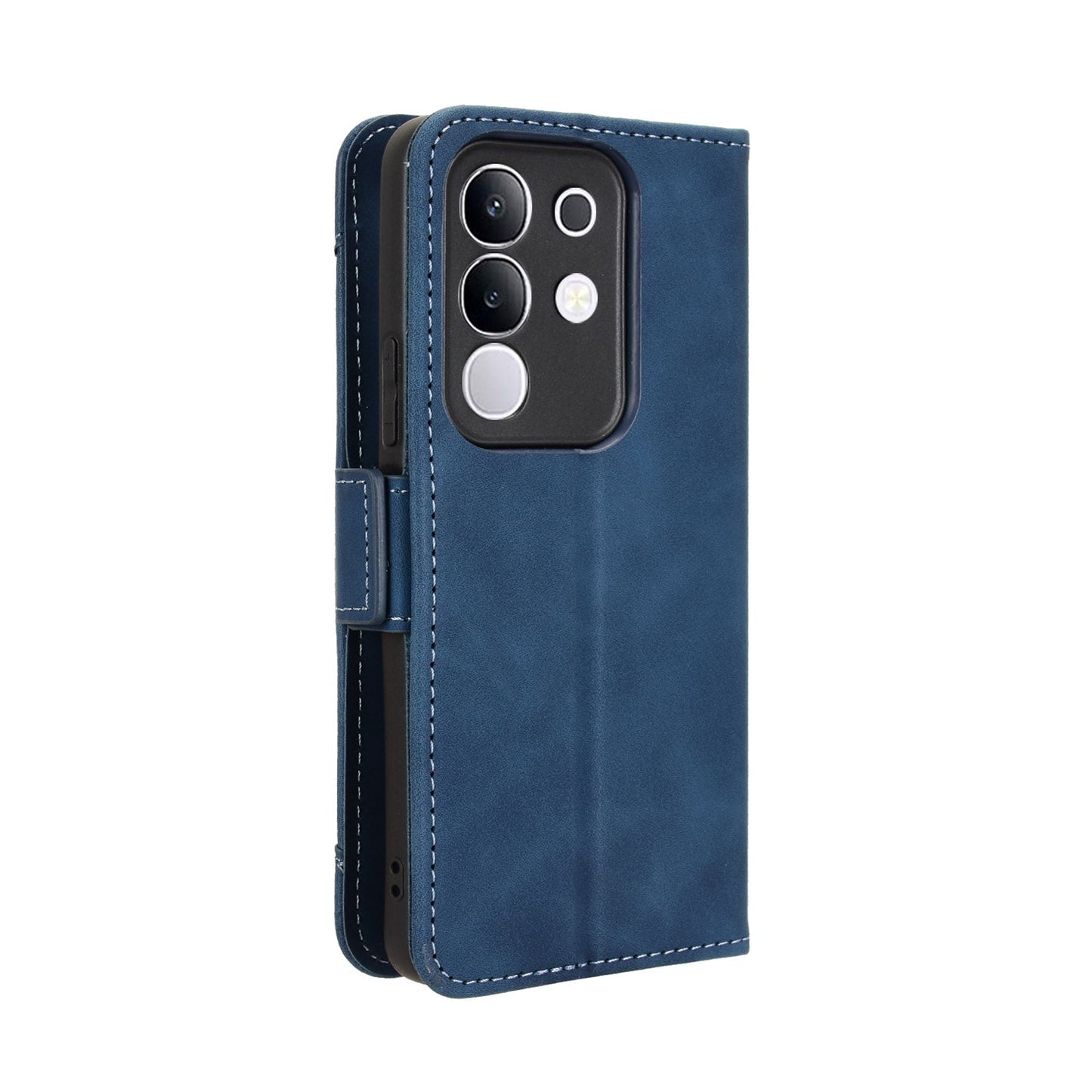 For vivo Y29 4G Leather Case Phone Wallet Cover with Multiple Card Slots - Blue