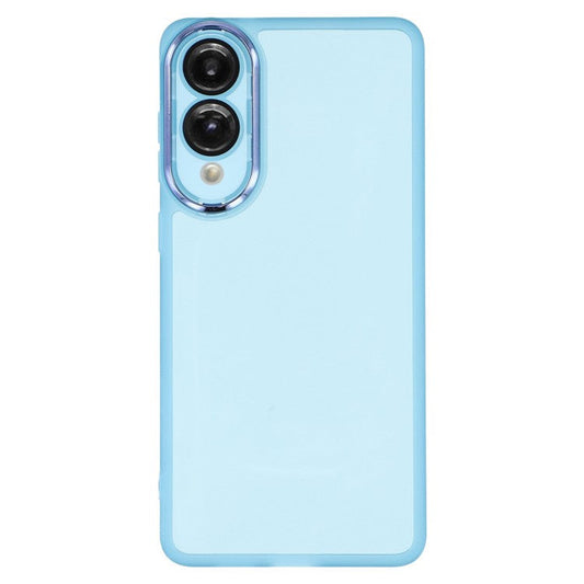 For Samsung Galaxy S25 Edge Case Electroplated Camera Frame TPU Phone Cover - Transparent Blue