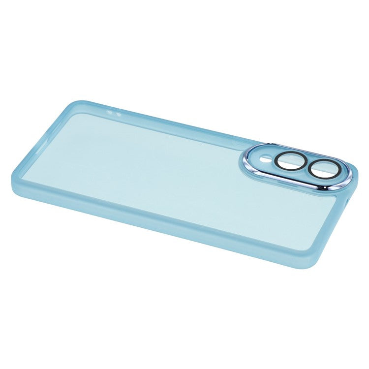 For Samsung Galaxy S25 Edge Case Electroplated Camera Frame TPU Phone Cover - Transparent Blue