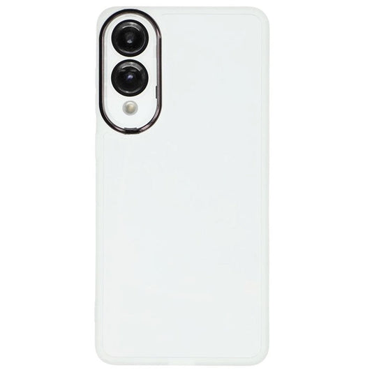 For Samsung Galaxy S25 Edge Case Electroplated Camera Frame TPU Phone Cover - Transparent White
